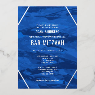 Invitation En Aluminium Traits de pinceau élégants & Bar Mitzvah étoile de