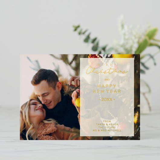 Invitation En Aluminium Transparency Overlay Photo Whimsical Merry Xmas (Debout devant)