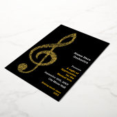 Invitation En Aluminium Treble clef Elegant Minimal Gold Music Notes Texte (Rotation)
