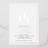 Invitation En Aluminium Trees Snowflakes Silver Foil Dîner de fête (Recto)