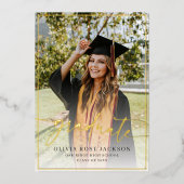 Invitation En Aluminium Trendy Décontracté Modern Photo Graduation Gold (Recto)