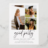 Invitation En Aluminium Trendy Décontracté Modern Photo Graduation Gold (Verso)