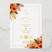 Invitation En Aluminium Trendy Fancy Initials Floral Fall Bouquets (Recto)