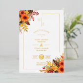 Invitation En Aluminium Trendy Fancy Initials Floral Fall Bouquets (Debout devant)