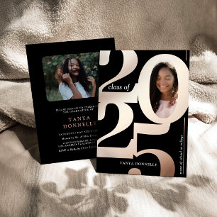 Invitation En Aluminium Trendy Photo Graduation Party Rose Gold
