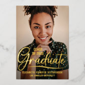 Invitation En Aluminium Trendy script overlay Graduation party photo (Recto)