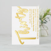 Invitation En Aluminium Trente 30ème anniversaire blanc avec écriture or (Debout devant)