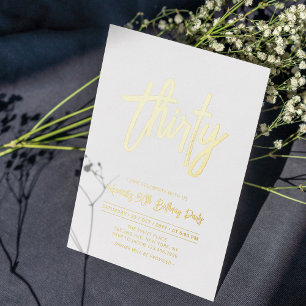 Invitation En Aluminium Trente   Chic Foil Script 30e fête d'anniversaire