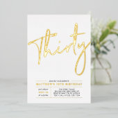 Invitation En Aluminium Trente | Soirée d'or moderne 30e anniversaire (Debout devant)