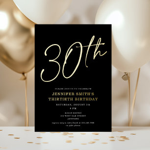 Invitation En Aluminium Trentième Anniversaire Moderne Chic Écriture 30 an