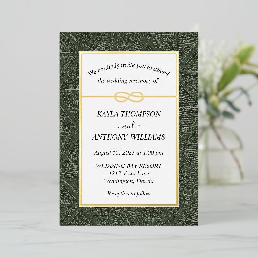 Invitation En Aluminium Tribal Africain Vert Chasseur Tout en un (Debout devant)