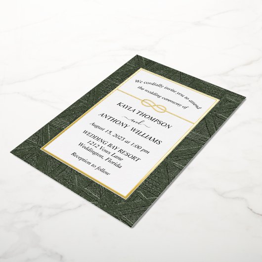 Invitation En Aluminium Tribal Africain Vert Chasseur Tout en un (Rotation)