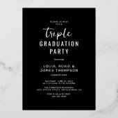 Invitation En Aluminium Triple Photo 3e Rose de grade Gold Graduation Part (Verso)