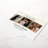 Invitation En Aluminium Trois Photos Collage Élégant Enregistrer La Date (Rotation)