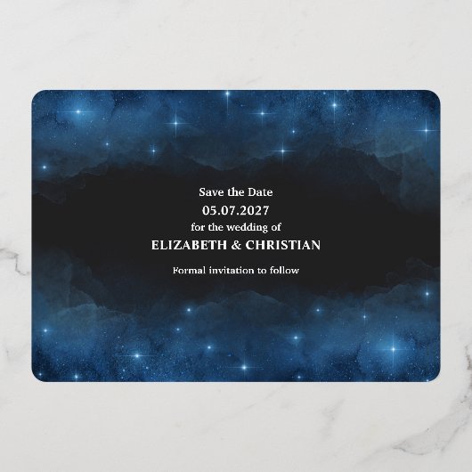 Invitation En Aluminium Trois Photos Galaxy Overlay Couple Enregistrer La  (Verso)