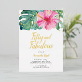 Invitation En Aluminium Tropical 50 et Fabuleux 50e anniversaire (Debout devant)