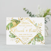 Invitation En Aluminium Tropical Brunch & Bubbly Fête des mariées Gold (Debout devant)