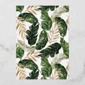 Invitation En Aluminium Tropical Feuille Faux Gold Foil Frame Baptême (Verso)