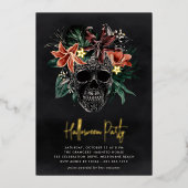 Invitation En Aluminium Tropical Floral Halloween Party (Recto)