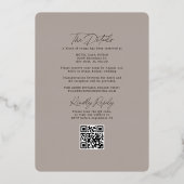 Invitation En Aluminium Tropical Floral Taupe RSVP QR Code Mariage Or (Verso)
