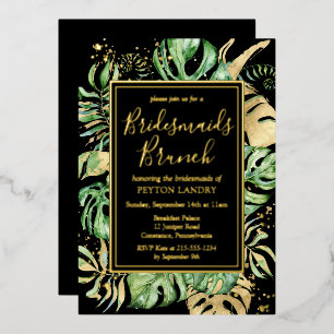 Invitation En Aluminium Tropical Gold & Black Bridesmaids Brunch Shower