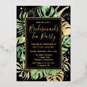 Invitation En Aluminium Tropical Gold & Black Bridesmaiers Tea Party (Recto)
