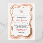 Invitation En Aluminium Tropical Hibiscus Wavy Border Vibrant Wedding (Recto)