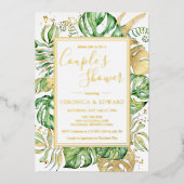 Invitation En Aluminium Tropical Modern Frame Couple's Wedding shower Gold (Recto)