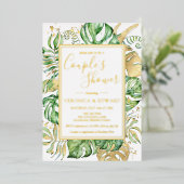 Invitation En Aluminium Tropical Modern Frame Couple's Wedding shower Gold (Debout devant)
