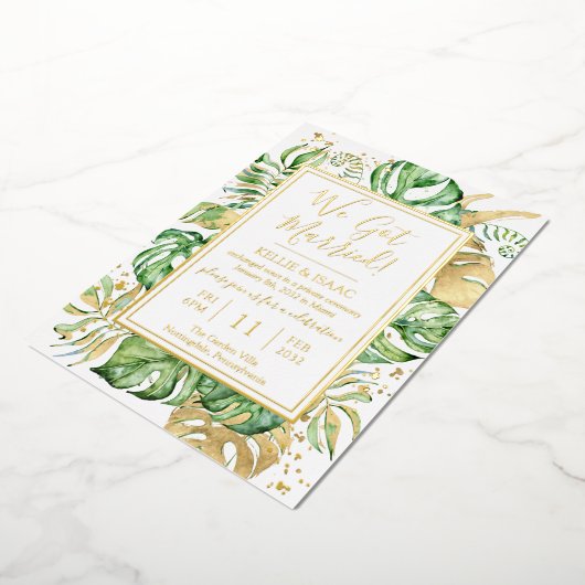 Invitation En Aluminium Tropical Nous Nous Sommes Mariés Elopé Réception (Rotation)