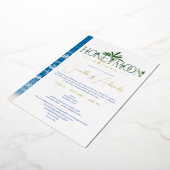 Invitation En Aluminium Tropical Ocean Blue Honeymoon Couple Douche Argent (Rotation)