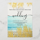 Invitation En Aluminium Tropical or palm arbre élégant script mariage (Recto)