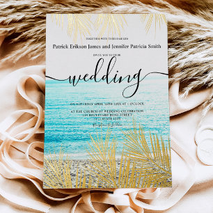 Invitation En Aluminium Tropical or palm arbre élégant script mariage