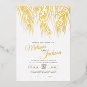 Invitation En Aluminium Tropical palm frondes or mariage (Recto)