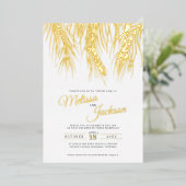 Invitation En Aluminium Tropical palm frondes or mariage (Debout devant)