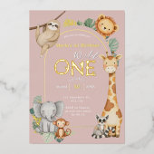 Invitation En Aluminium Tropical Rose, Sauvageonne de la Jungle, Animaux d (Recto)