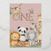 Invitation En Aluminium Tropical Rose, Sauvageonne de la Jungle, Animaux d (Verso)