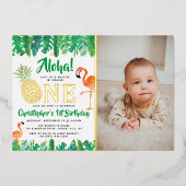 Invitation En Aluminium Tropical Summer Beach Luau Boys 1er Anniversaire R (Recto)