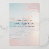 Invitation En Aluminium Tropical Sunset Beach Anniversaire Fête Rose Gold (Verso)