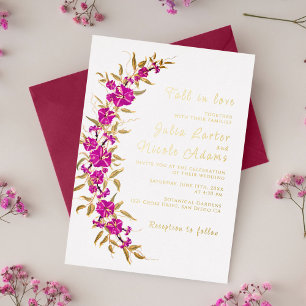 Invitation En Aluminium Trumpet sauvage violet Vin Fleur Jardin Mariage