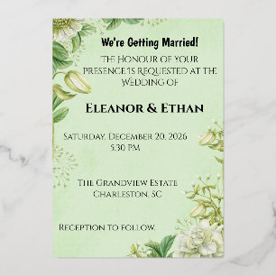 Invitation En Aluminium Tulipe jaune vibrant et Ranunculus Mariage Formel 
