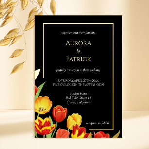 Invitation En Aluminium Tulipes Colorées Brillantes et Audacieuses Mariage