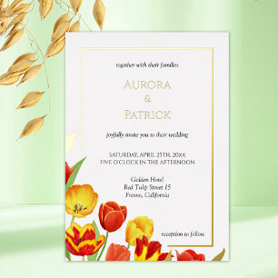Invitation En Aluminium Tulipes Colorées Brillantes et Audacieuses Mariage