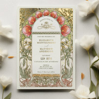 Tulipes Rouges Vintage Art Nouveau Mariage