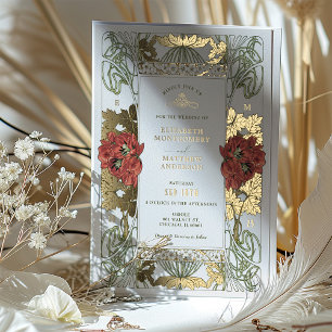 Invitation En Aluminium Tulpis Rouge Vintage & Art Nouveau de Mariage en O