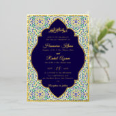 Invitation En Aluminium Turkish Geometric Motif Pattern Islamic Wedding (Debout devant)