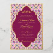 Invitation En Aluminium Turkish Geometric Motif Pattern Islamic Wedding (Recto)