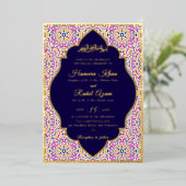Invitation En Aluminium Turkish Geometric Motif Pattern Islamic Wedding (Debout devant)