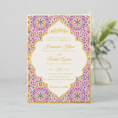 Invitation En Aluminium Turkish Geometric Motif Pattern Islamic Wedding  (Debout devant)