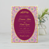 Invitation En Aluminium Turkish Geometric Motif Pattern Islamic Wedding (Debout devant)